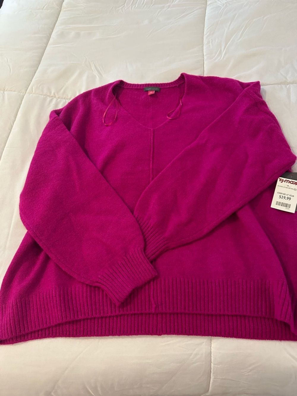 Vince Camuto Women’s V-Neck Sweater in Fuchsia